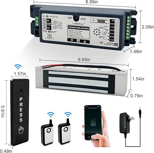 Miniatura 6 de Control de acceso WiFi de 2.4 GHz, 400 libras, fuerza de retención electromagnética, kit de sistema de bloqueo de puerta magnético eléctrico con