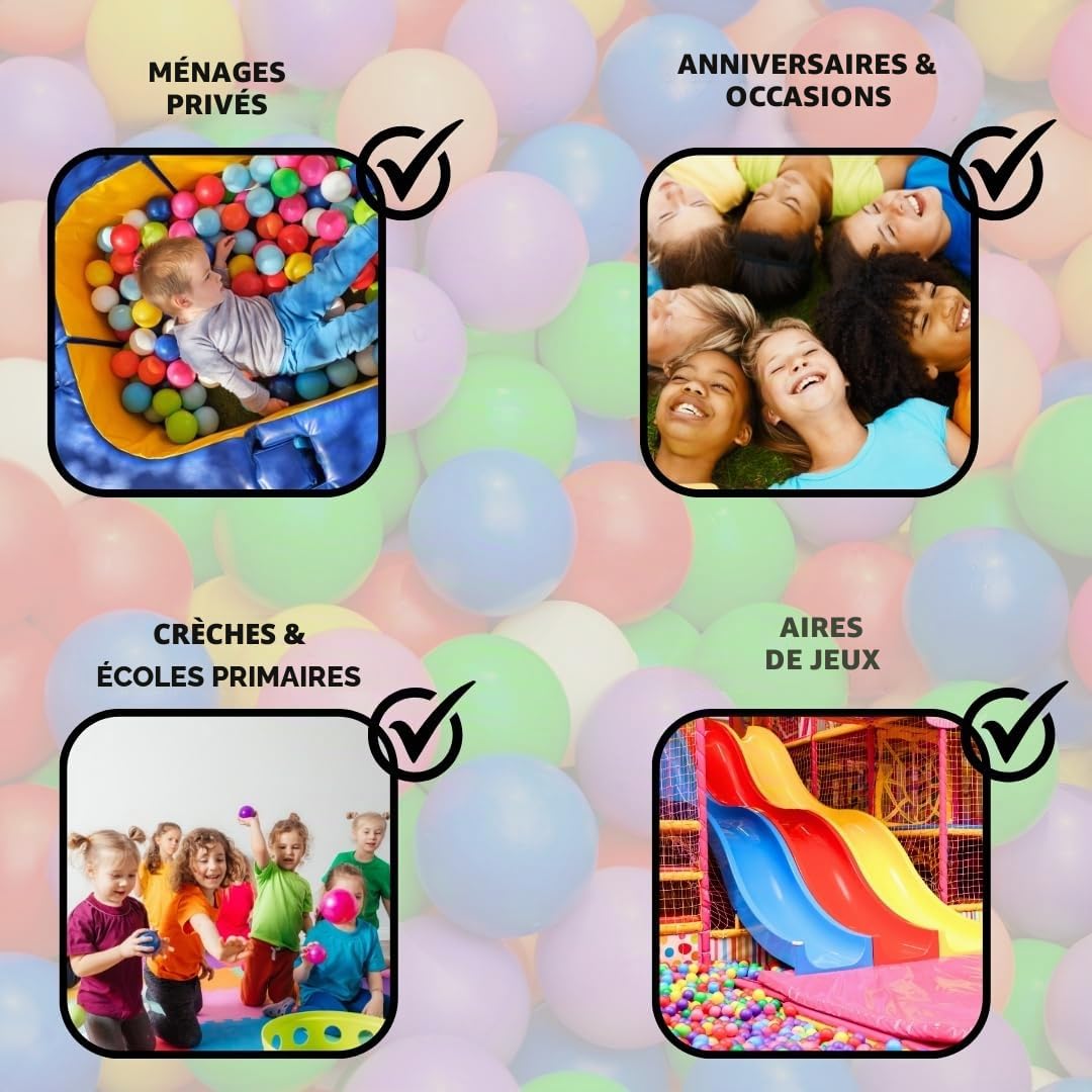 EKNA Lot de 200 balles de Jeu de 5,5 cm de diamètre – Différentes Couleurs au Choix pour Piscine à balles – Balles en Plastique pour bébé –