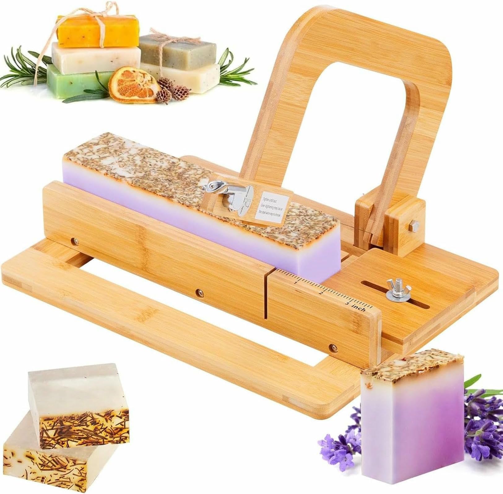 Eiwitany Bamboo Soap Cutter & Slicer - Handmade Wooden Soap Cutting Tool with Smooth Finish, Ideal for Loaf Soap, Candles, & DIY Projects