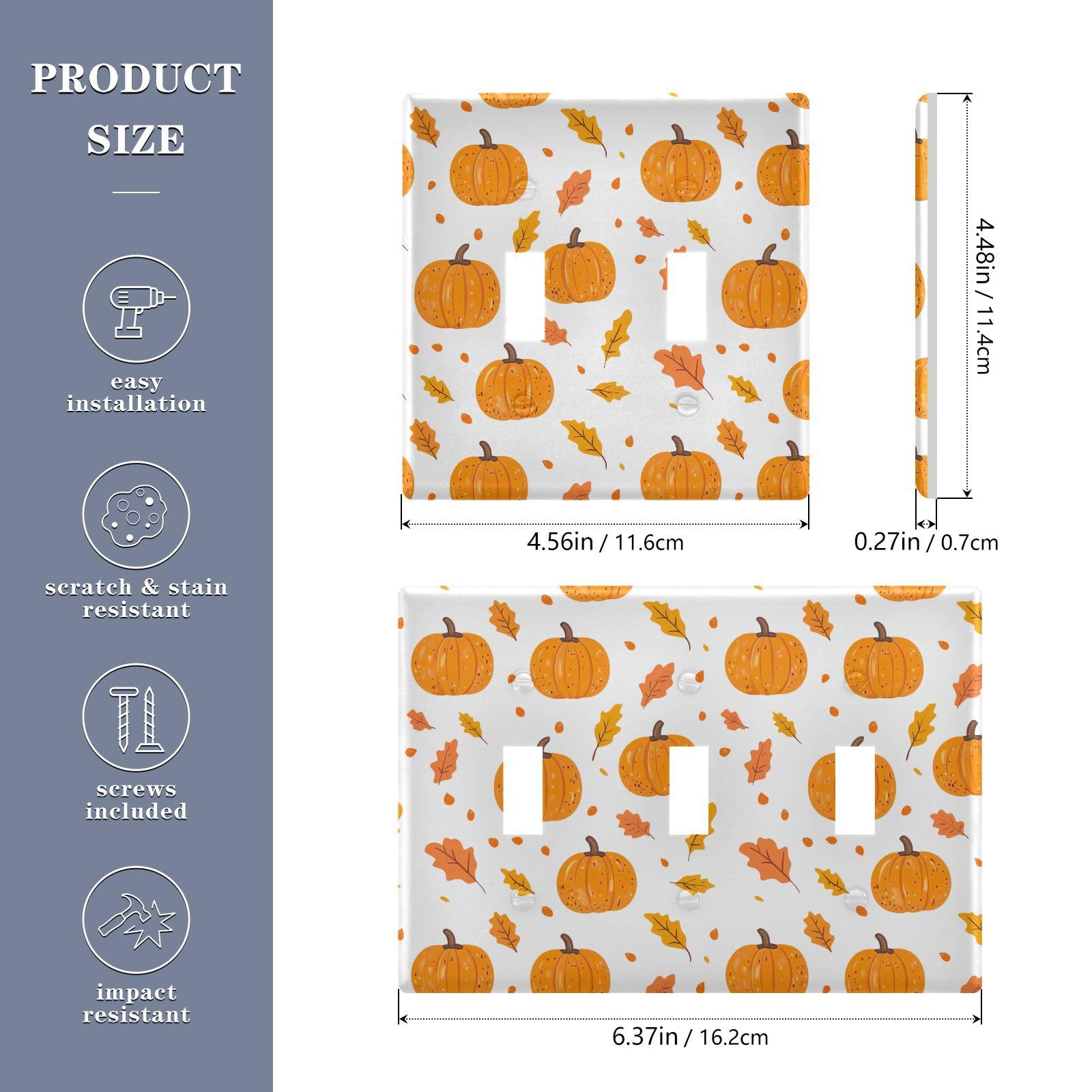 UMIRIKO Fall Pumpkin Thanksgiving Autumn Light Switch Cover Plate Covers Decorative Double Toggle Home Decor 202b7147