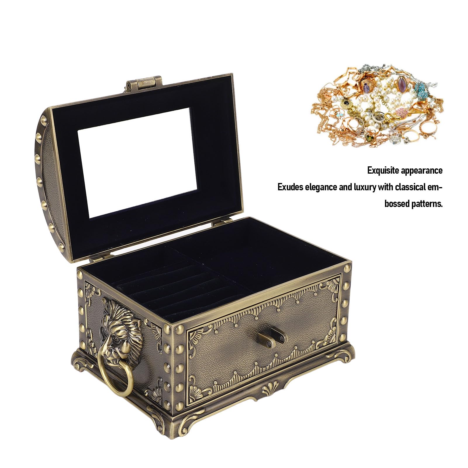 Sonew Portagioielli Metallico Vintage con Serratura, Scatola (Bronzo)