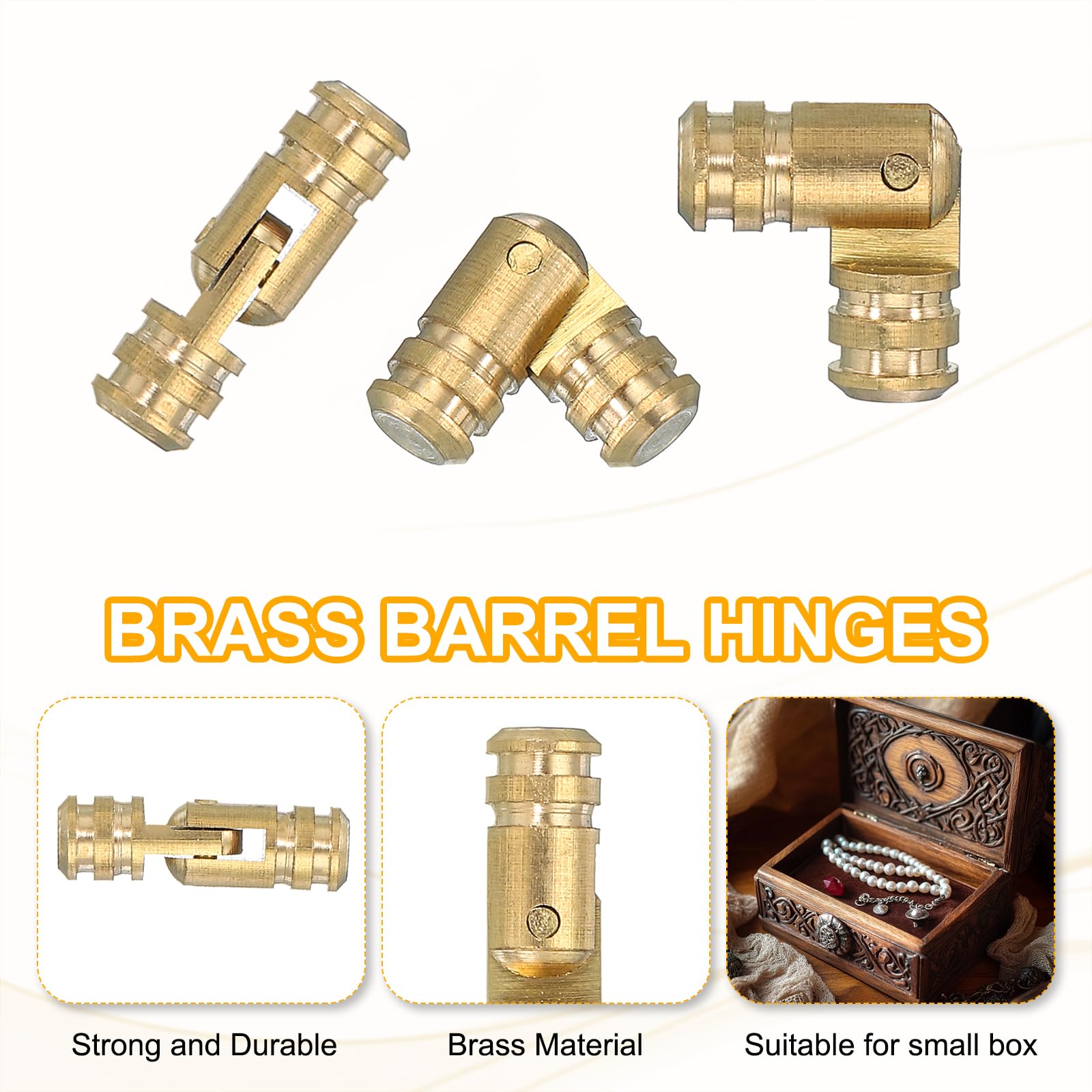 PATIKIL Hidden Brass Barrel Hinges 0.7"x0.2" - Image 3