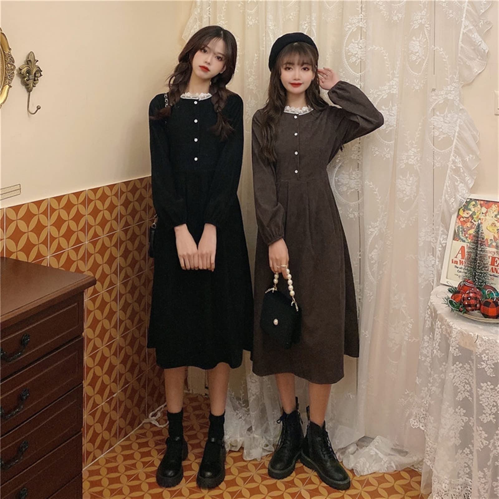 Amazon.com: Women's Long Lace Round Neck Corduroy Long Sleeve Sister Dress Women (Color : Orange, Size : One Size) : Clothing, Shoes & Jewelry Amazon.com: Women's Long Lace Round Neck Corduroy Long Sleeve Sister Dress Women (Color : Orange, Size : One Size) : Clothing, Shoes & Jewelry