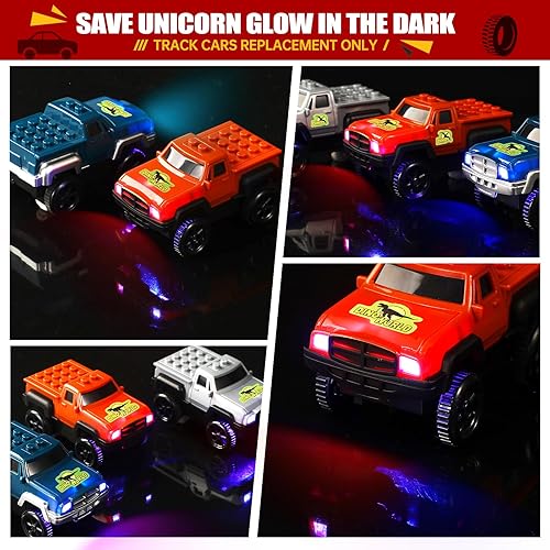Miniatura 2 de Reemplazo de autos de pistas solo para pista mágica, funciona con pilas Snap and Glow Trax, luz LED, accesorios de coche de carreras que brillan en
