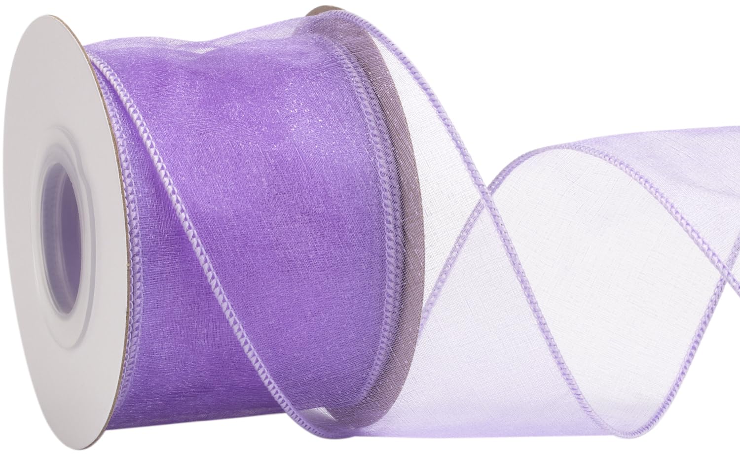 Zofrud 63mm Purple Organza Wired Ribbon – 18M Sheer Ribbon with Metallic Edge for Gift Wrapping, Bows, Floral Arrangements, Crafts, and Wedding Decorations