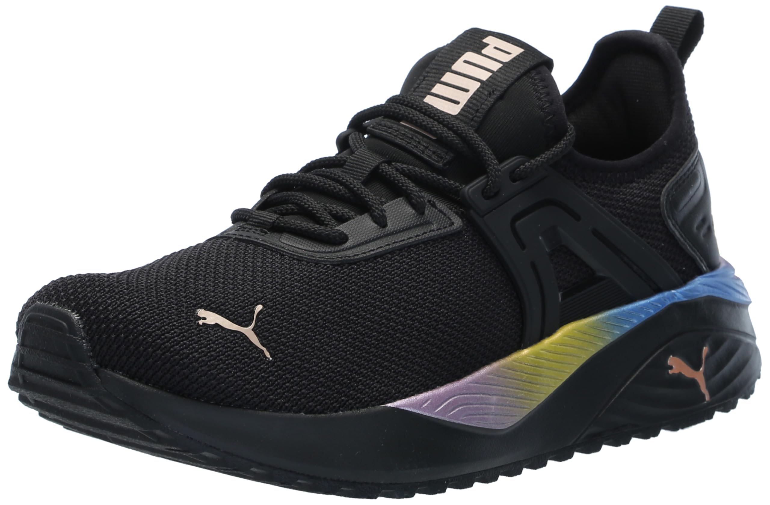 PUMA Kids Girls Pacer 23 Rainbow Road Lace Up Sneakers Shoes Casual - Black