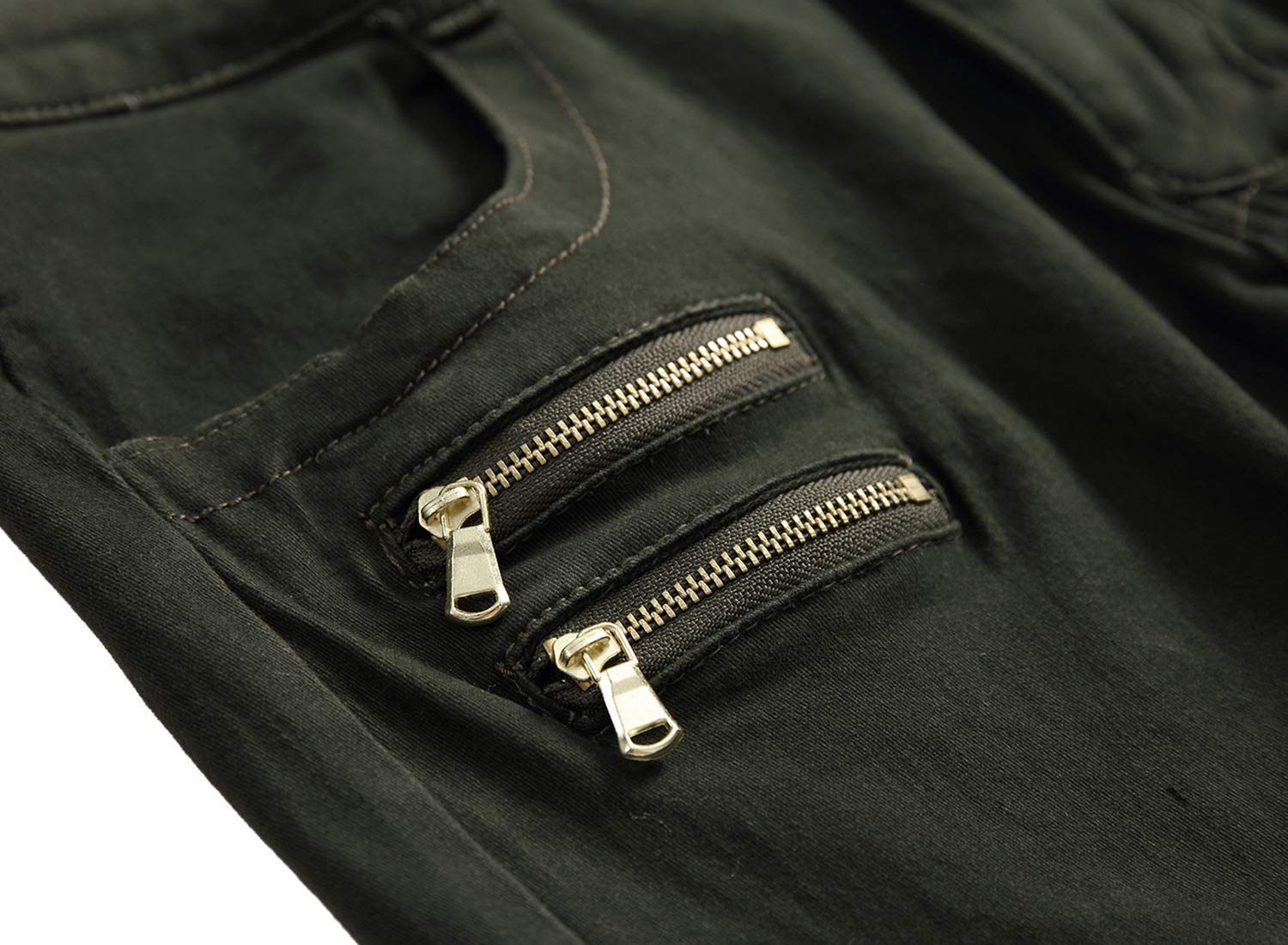 HWYBHT Jeans Skinny Uomo Biker Runway Jeans Ginocchio Cerniera Distressed Moto Cargo Denim Pantaloni
