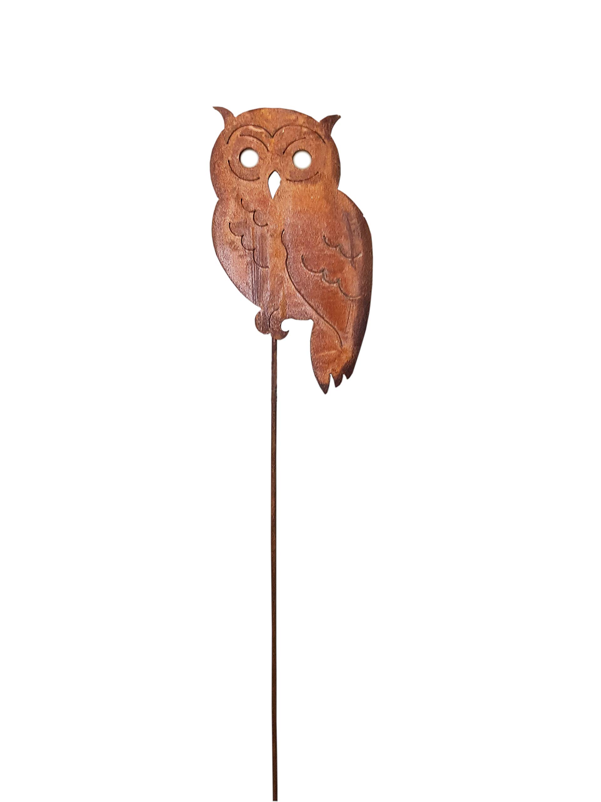 Vosteen tuinsteker uil 62 cm metaal roest tuindecoratie patina