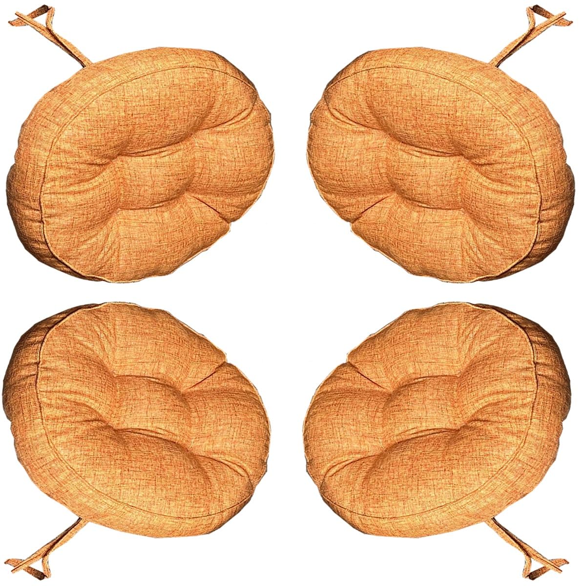 Lot de 4 tabourets de bar ronds jaunes coussins de chaise cuisine terrasse