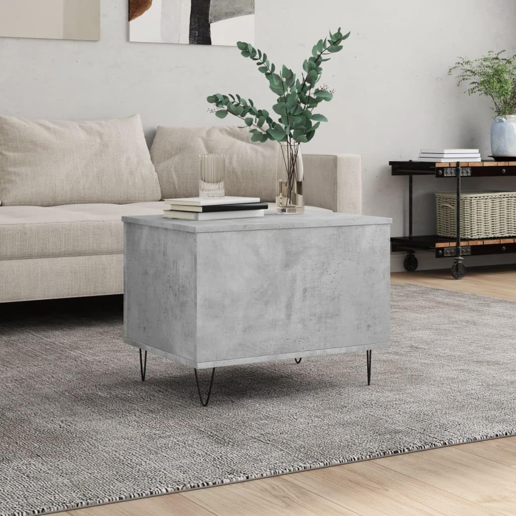 Table basse gris béton 60 cm pour travailler ou dîner dans son canapé