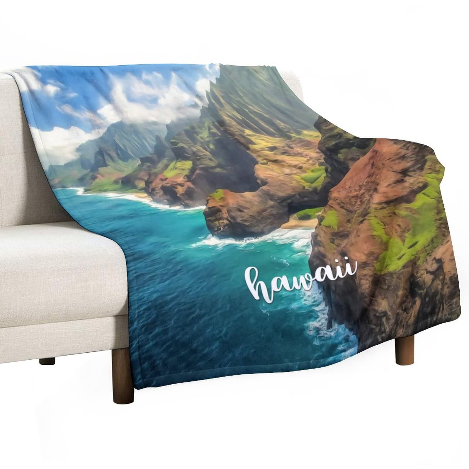 Couverture en peluche Hawaï personnalisable 130x150cm pour lit
