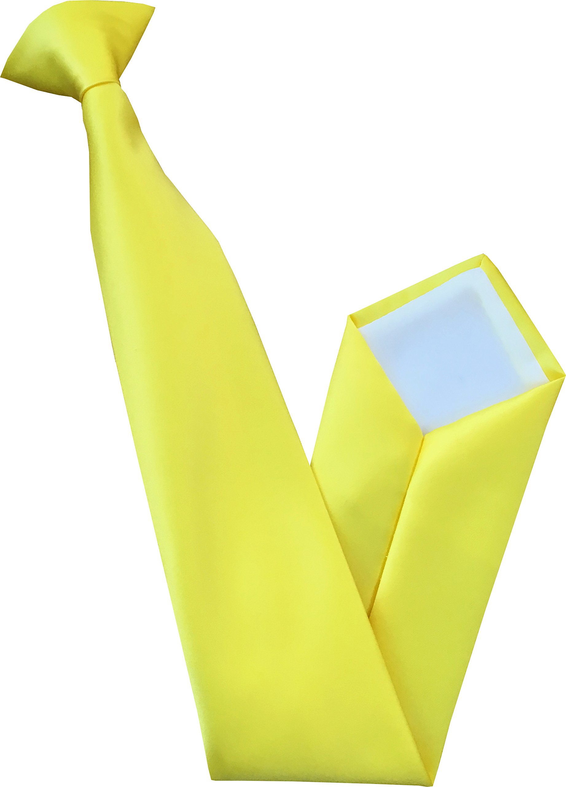 Great British Tie Club Men's Satin Clip On Ties, Yellow
