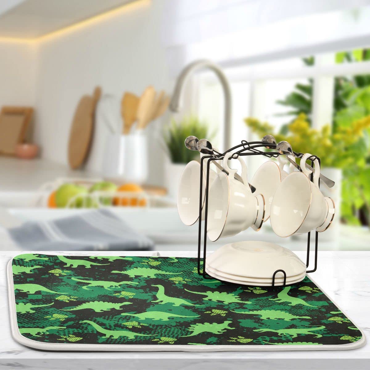 Tappetino Assorbente Per Asciugare Piatti 45,7x61 Cm - Doppio Lato In Poliestere E Spugna Con Stampa Donne Africane - Multiuso Per Cucina, Lavello E Protezione Piani