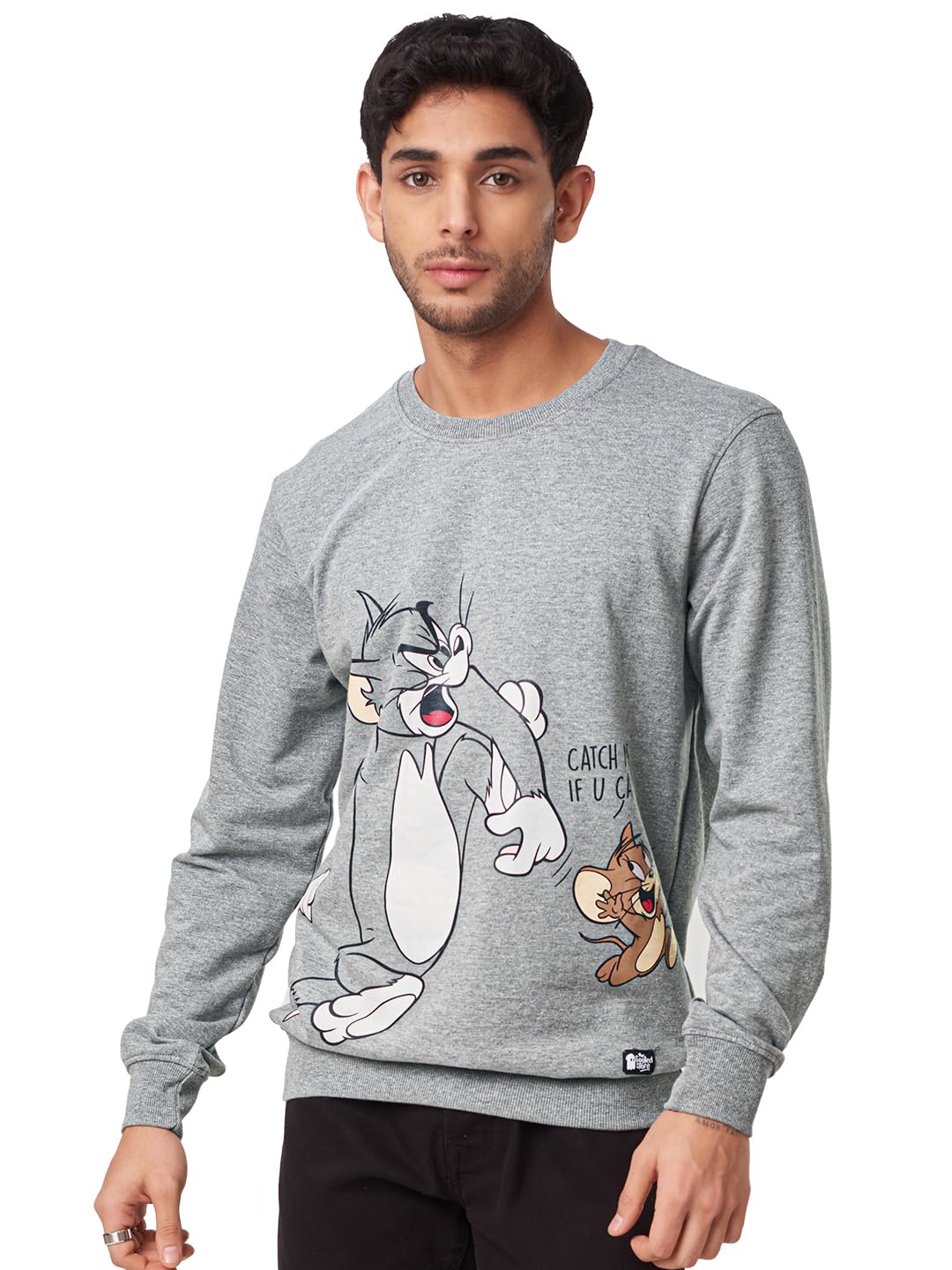the souled store Men Official Tom and Jerry Catch Me IF You Can Graphic and Printed Grey Sweatshirt-picture-15