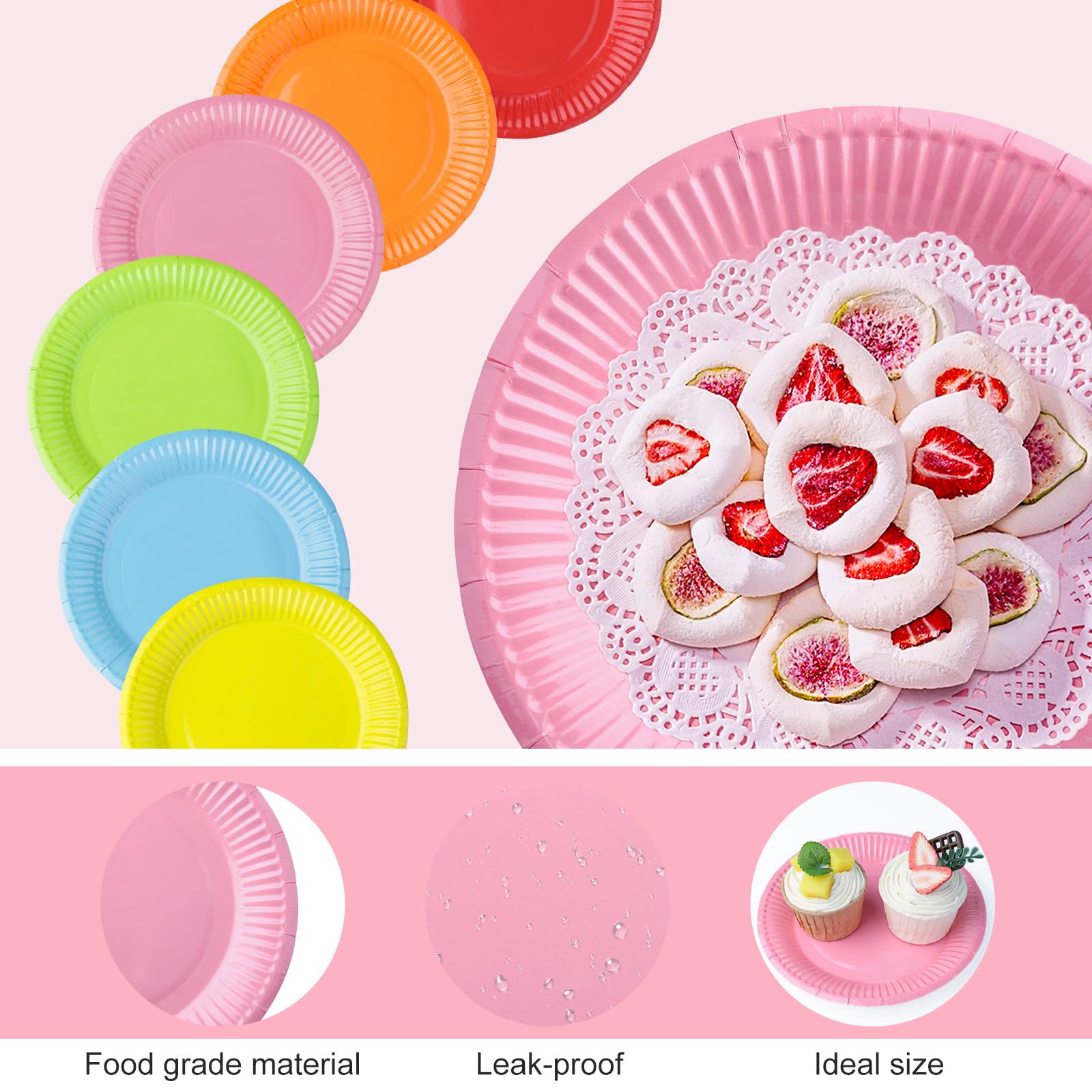 Piatti Di Carta Colorati - 60 Pezzi 7 Pollici, Usa E Getta, Per Feste E Compleanni - Foto 10