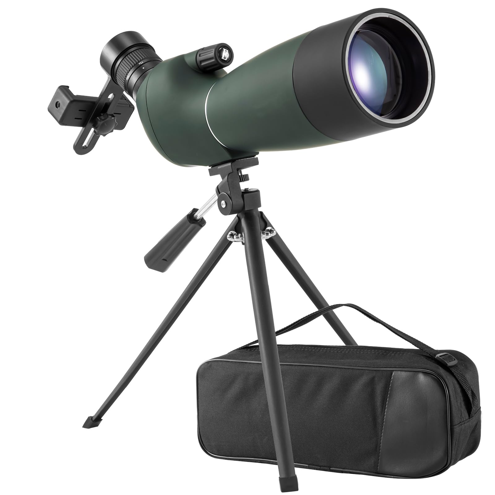 Spektiv Sportschützen 25-75x70,Spektiv mit Stativ HD IP67 Wasserdichtes BAK4 Porro Prism FMC Monokular Teleskop mit Smartphone Adapter für Bogenschießen, Vogelbeobachtung, Mond