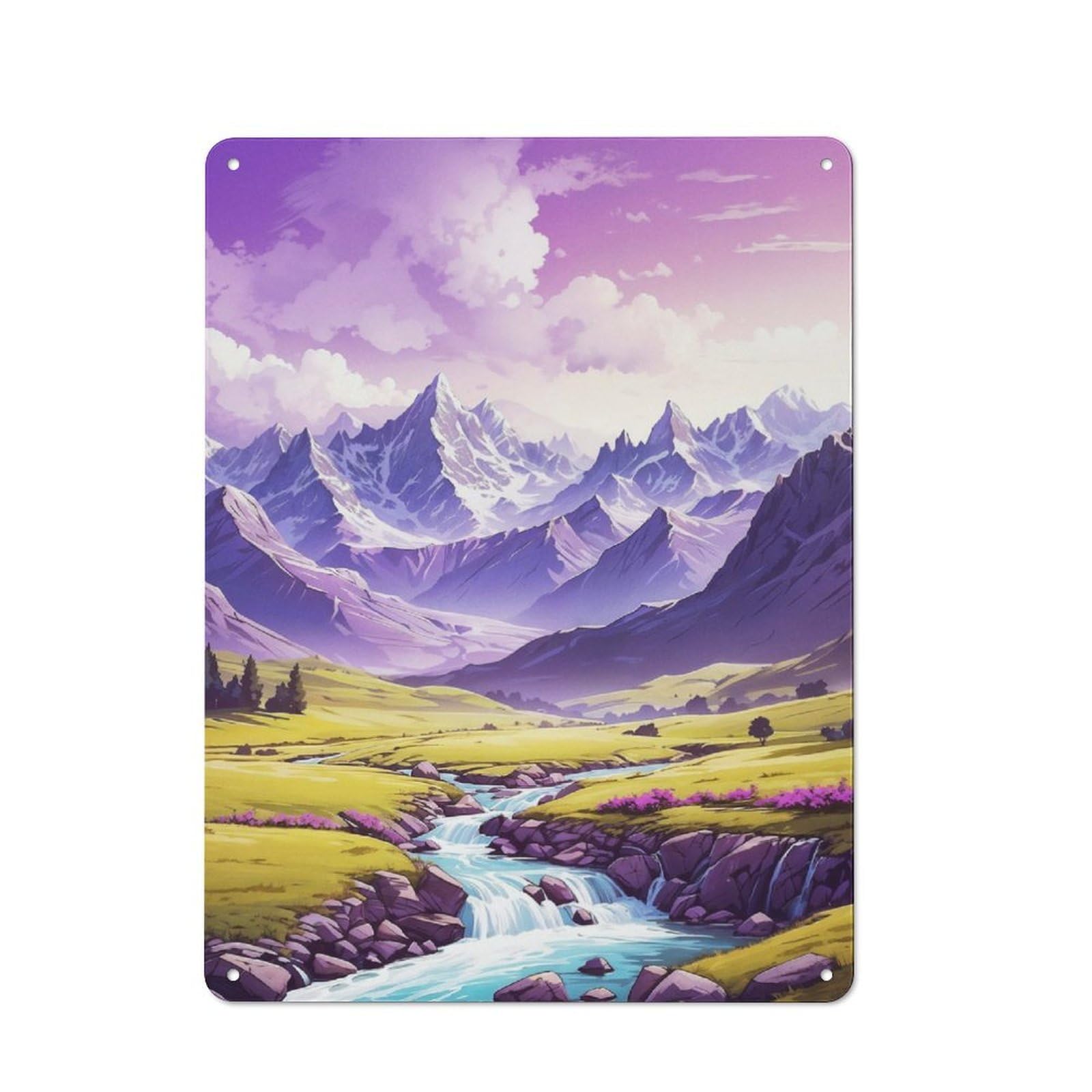 Junmoney The River In The Mountains Rustic Tin Wall Plaque 40X30cm For Studio Or Craft Room, For Garage, Workshop And Man Cave Decoration