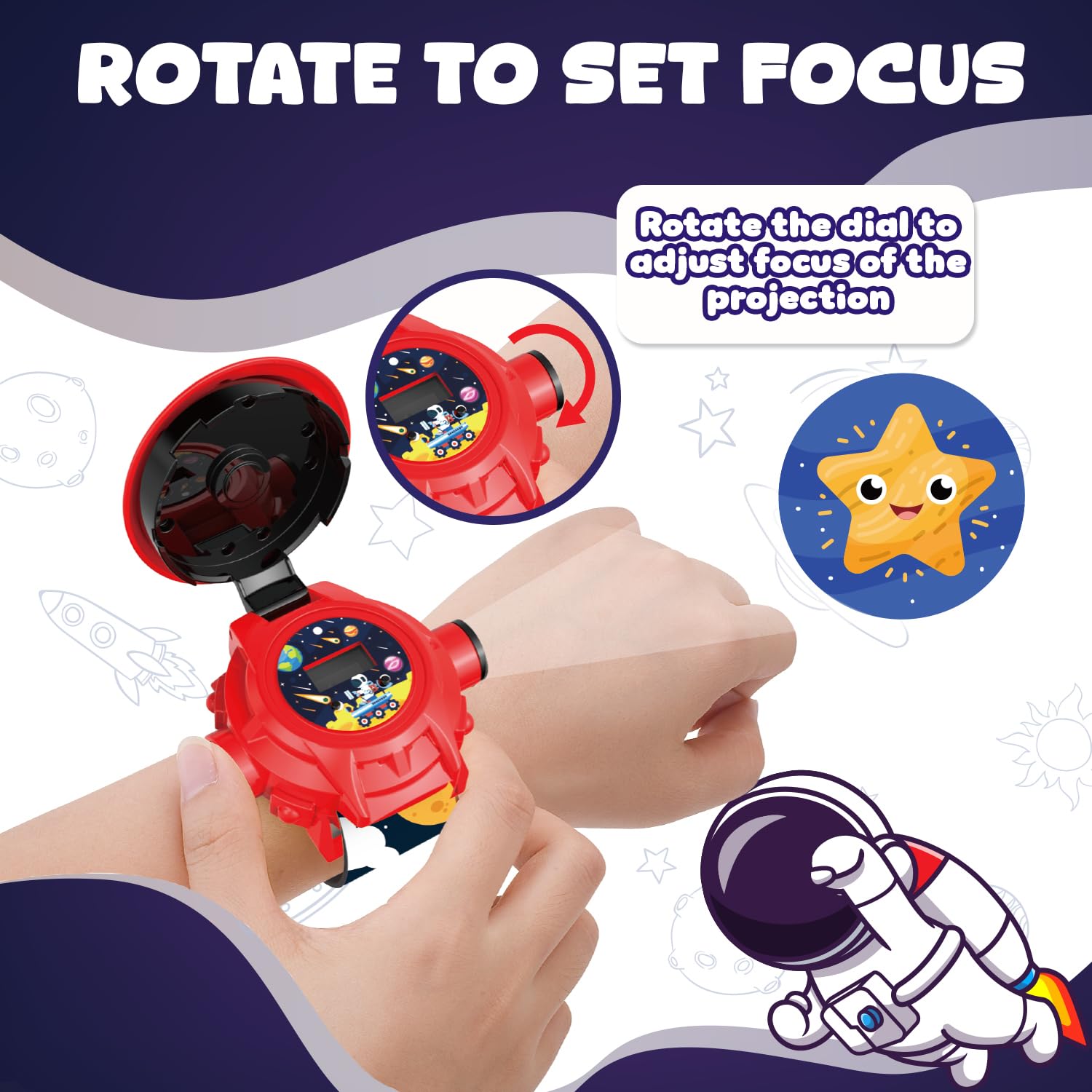Wembley Digital Projector Watch for Kids| Sturdy & Practical Designed Wrist Watch| Soft, Flexible & Adjustable Strap| with Smart Time, Date & Month| Feature 24 Images- Space 4