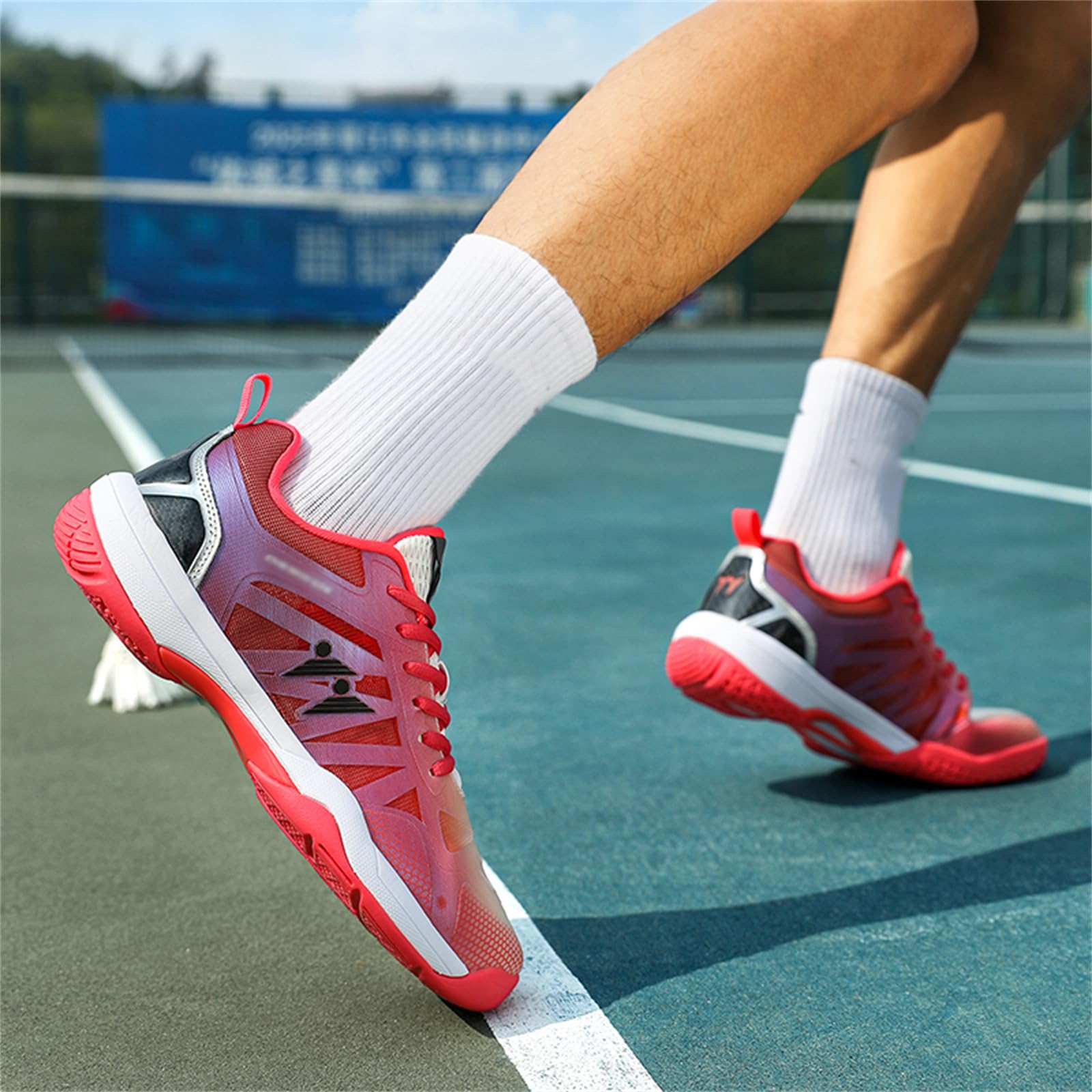 JiuQing Buty do badmintona unisex antypoślizgowe lekkie do pickleballa tenisowe obuwie do gry w hali