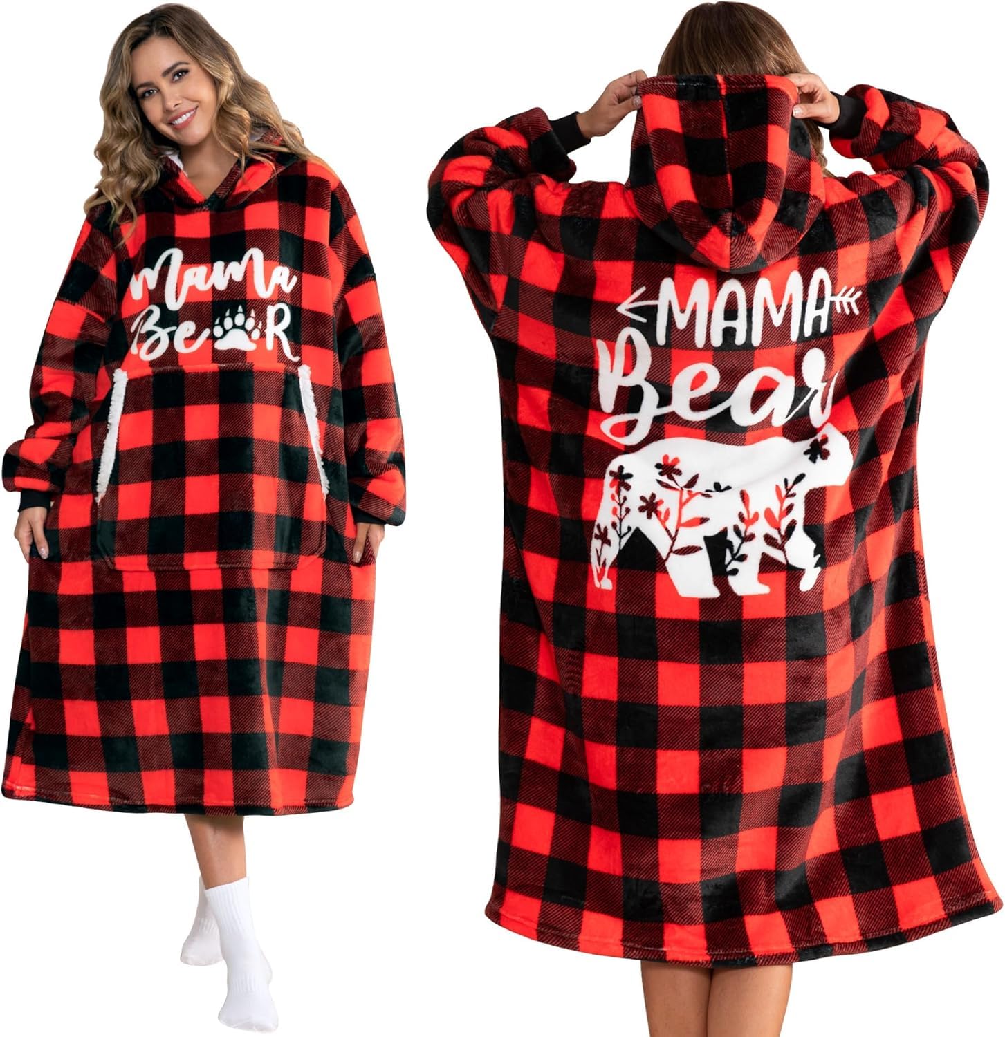 Gifts for Mum, Mama Bear Wearable Blanket Hoodie - Mum Birthday Gifts from Daughter Son,Mothers day Gifts - Birthday Gifts for Women,Gifts for Wife from Husband