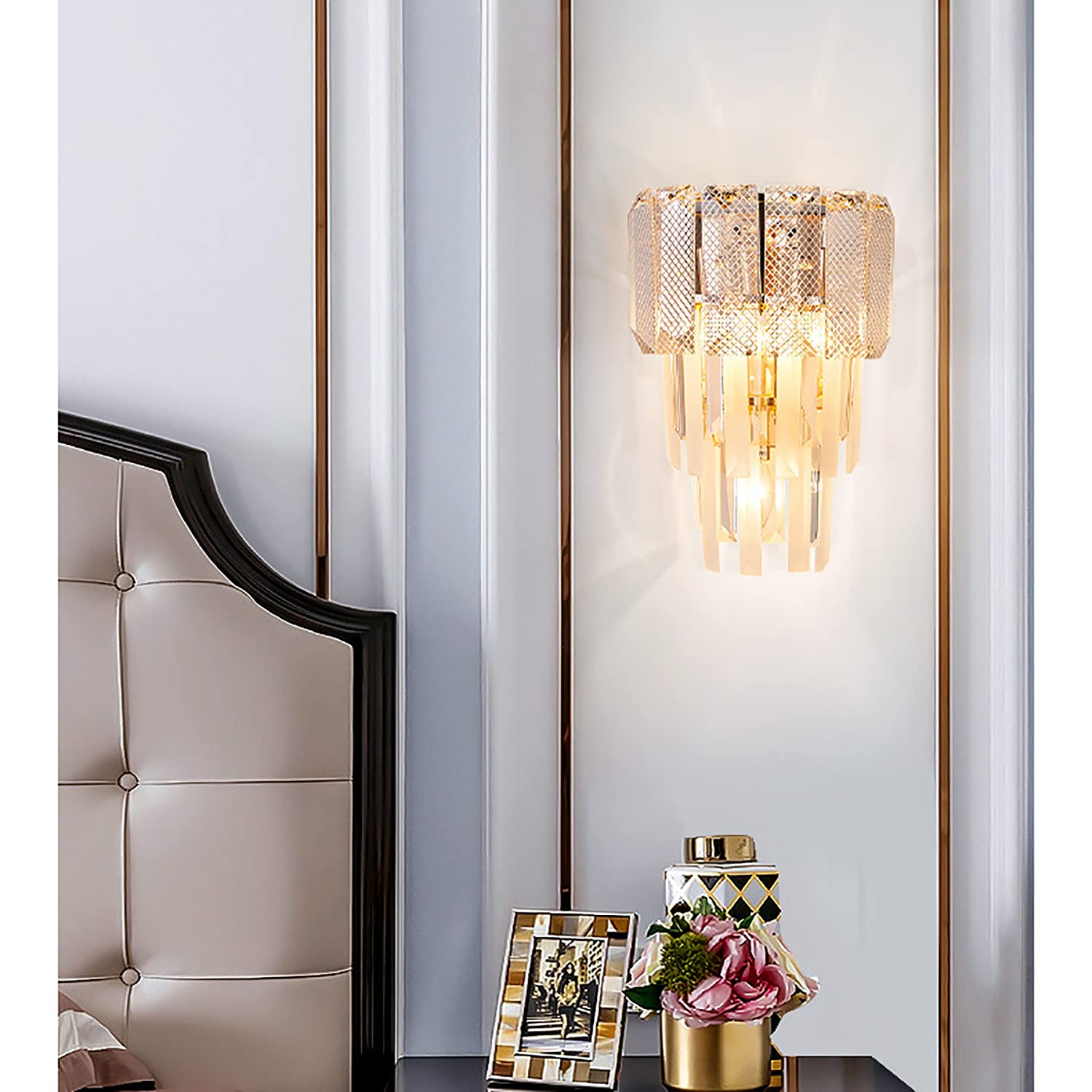 Genérico Lámpara de Pared de Cristal Tricolor con atenuación de 7 W, Moderna y Lujosa lámpara de Pared para Sala de Estar, baño, Dormitorio y Pasillo, Aplique de Pared, Accesorios de iluminación