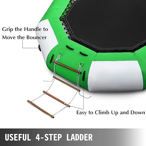 Miniatura 6 de Happybuy Gorila inflable de agua de 13 pies, trampolín de agua, acolchada, plataforma de natación para deportes acuáticos