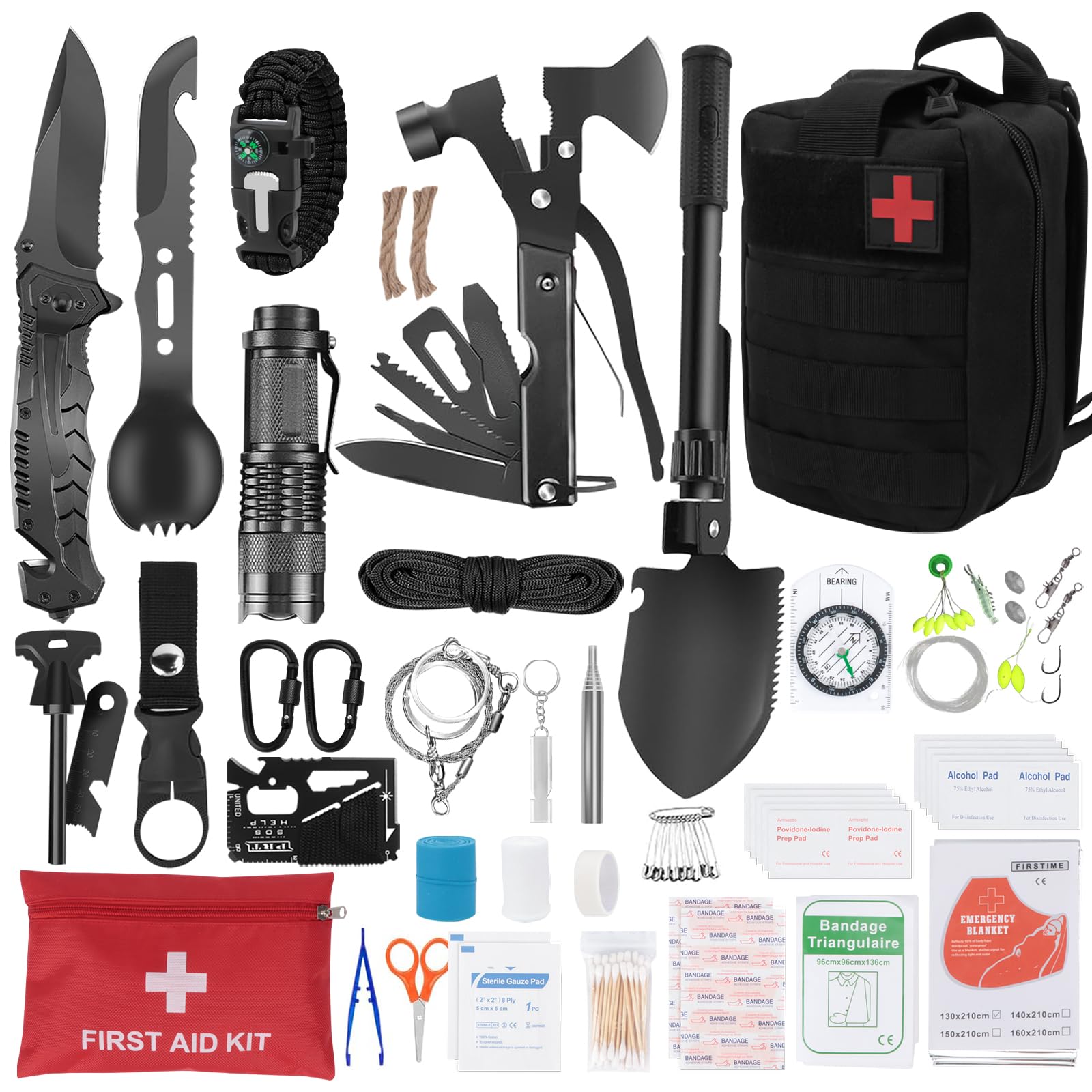 Kit de Supervivencia de Emergencia para Exteriores con Botiquín de Primeros Auxilios, Equipo de Supervivencia con Botiquín de Primeros Auxilios, Regalos para Y Hacen Senderismo Al Aire Libre