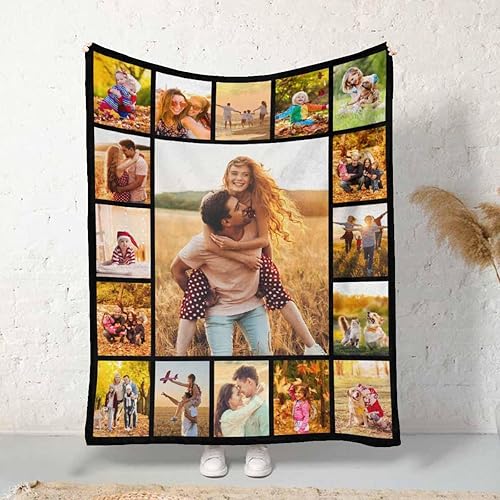 Miniatura 2 de MyPupSocks Manta de collage de fotos personalizada para primo sobrina, manta de cama de Navidad personalizada con 17 imágenes, manta personalizada