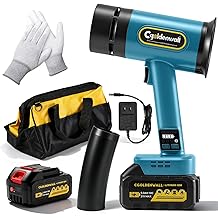 CGOLDENWALL Turbo Dryer Blower for Car, 670CFM, 4Lb Thrust Car Dryer Air Blower with 2 Extended Tube &amp; LED, 2 Battery and Charger, Super Electric Leaf Blower for Car/Lawn/Garage/Patio/Yard(5.0Ah)