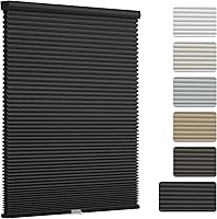 Vista 7 de Changshade Persianas Celulares Opacas, Persianas de Panal para Ventanas sin Cordón con Rieles de Aleación de Aluminio, Tela de Color Combinado