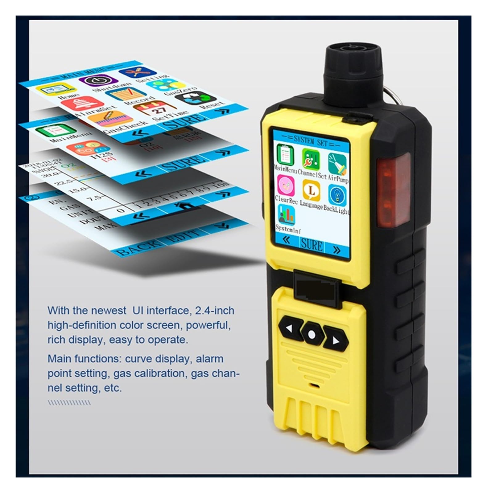 K600 Pumpen-Gasdetektor mit LCD-Display, Ton, Licht, Schock, CO2, CO, H2S, HCL, CL2, Vier-in-Eins-Gasmessgerät for Arbeit und Zuhause Hohe Empfindlichkeit für das Labor(HCL)