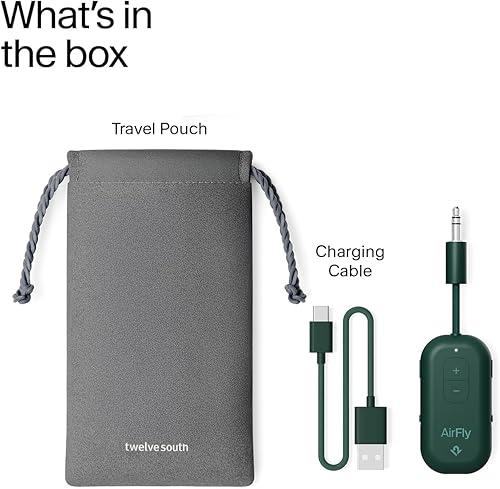 Vista 32 de Twelve South AirFly Pro - Transmisor/receptor de audio inalámbrico Bluetooth para hasta 2 AirPods/auriculares inalámbricos; uso con cualquier Negro