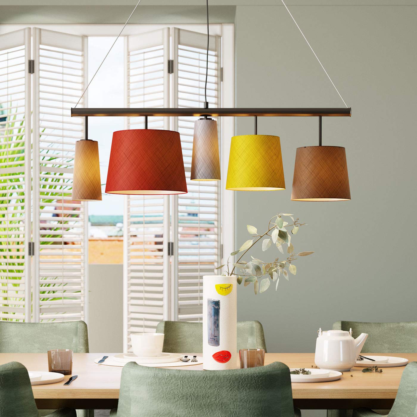 Kare Design Lampada A Sospensione, Parecchi, Multicolore, 160x107x30cm, Lunghezza Filo 120cm, Sala Da Pranzo, Misure Plafoni 23Xø11Cm, 23Xø30Cm, 19Xø21,5cm, Lampadine Non Incluse