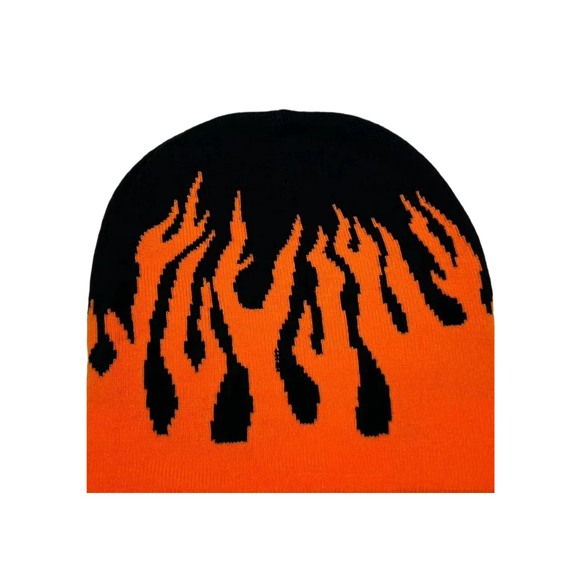 atlasease Fire Printed Beanie Hat, Beanies Y2K Winter Hats Streetwear Skull Cap Double-Layer Knitted Beanies Warm Knit Beanie Cap, Hip Hop Streetwear Clothing-picture-29