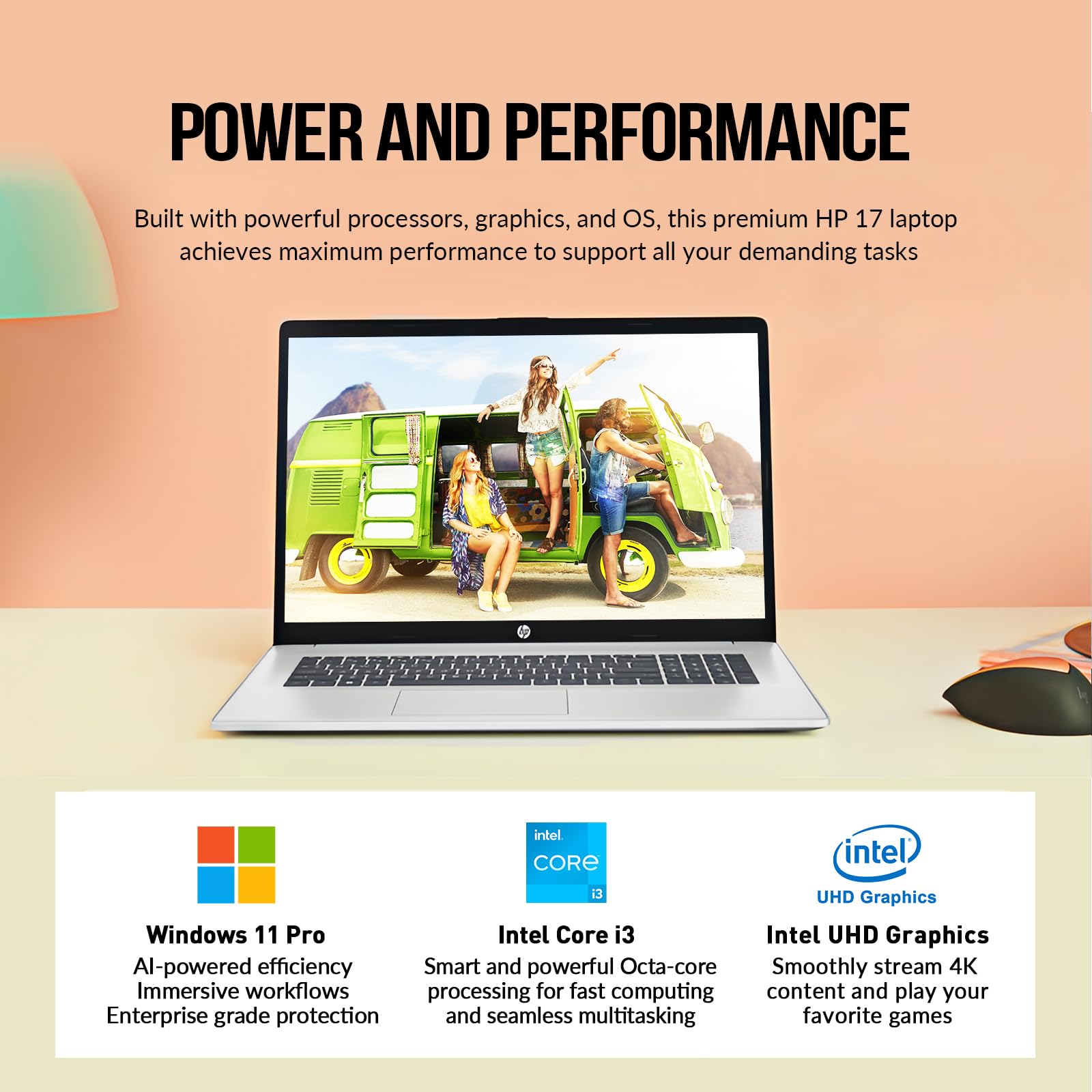 HP 2025 Laptops 17 Inch, 17.3" Laptop Computer, HD+ Large Screen, Intel Core i3 (8-Cores), 32GB RAM 1TB SSD, Windows 11 Pro Lifetime Office, 10 Key Number Pad, Wi-Fi 6, USB-C
