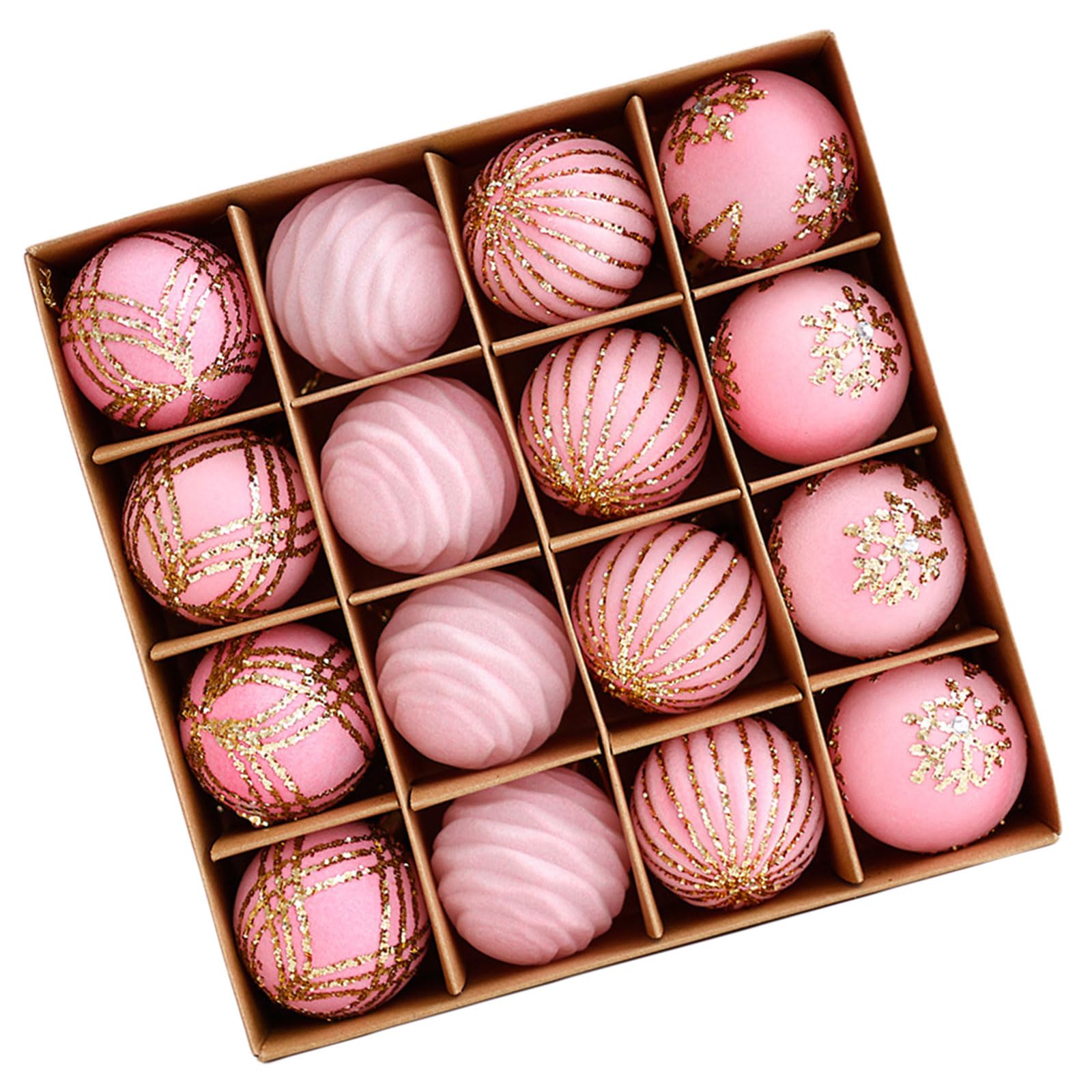 Jazuaiao Of 16 Shatterproof Christmas Tree Baubles Hanging Ornament for Festival Stylish Holidays Home Window Decorations Home Christmas Decoration