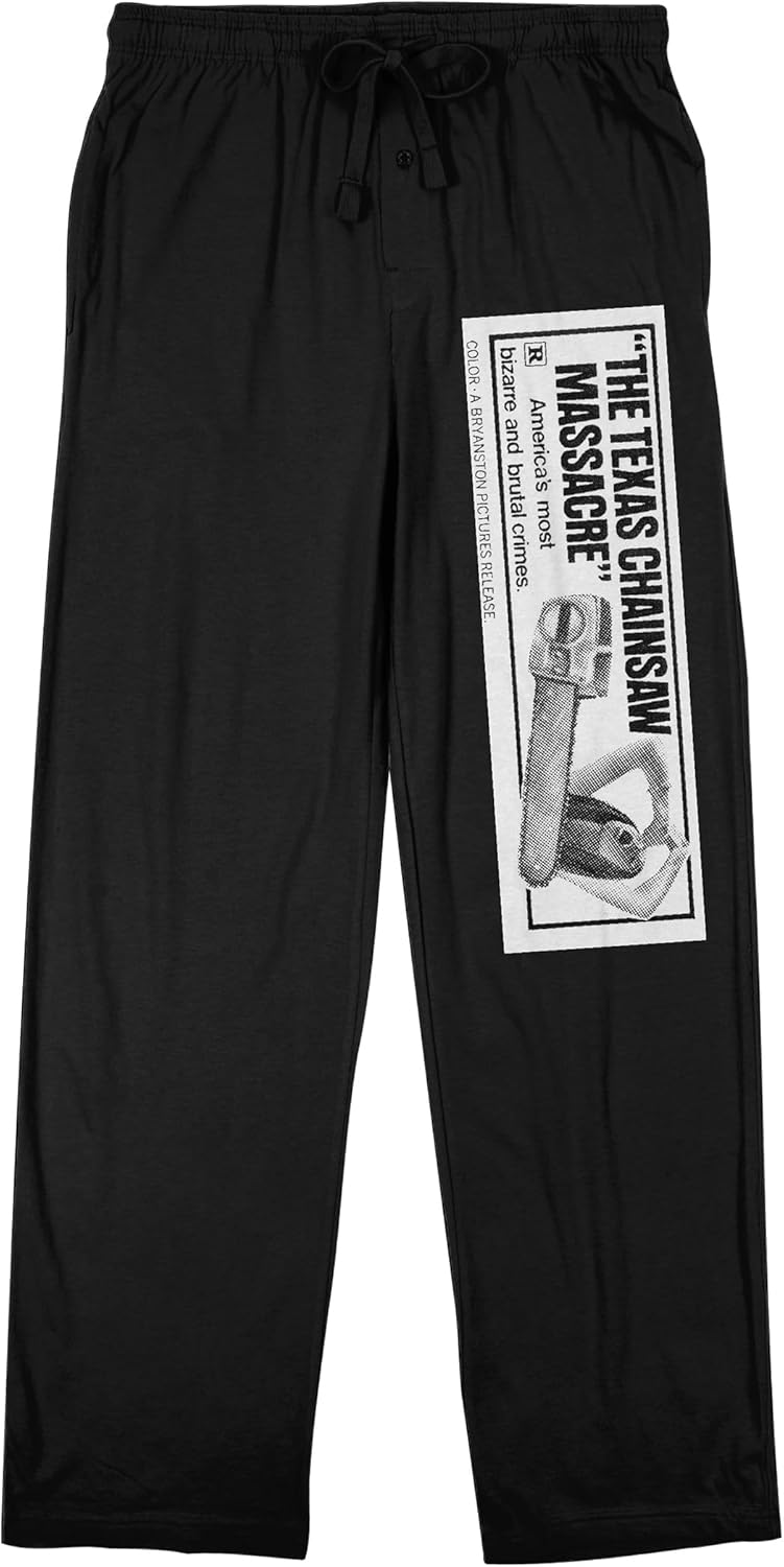 Texas Chainsaw Massacre America's Most Bizarre and Brutal Crimes Movie Ad Men's Black Sleep Pajama Pants