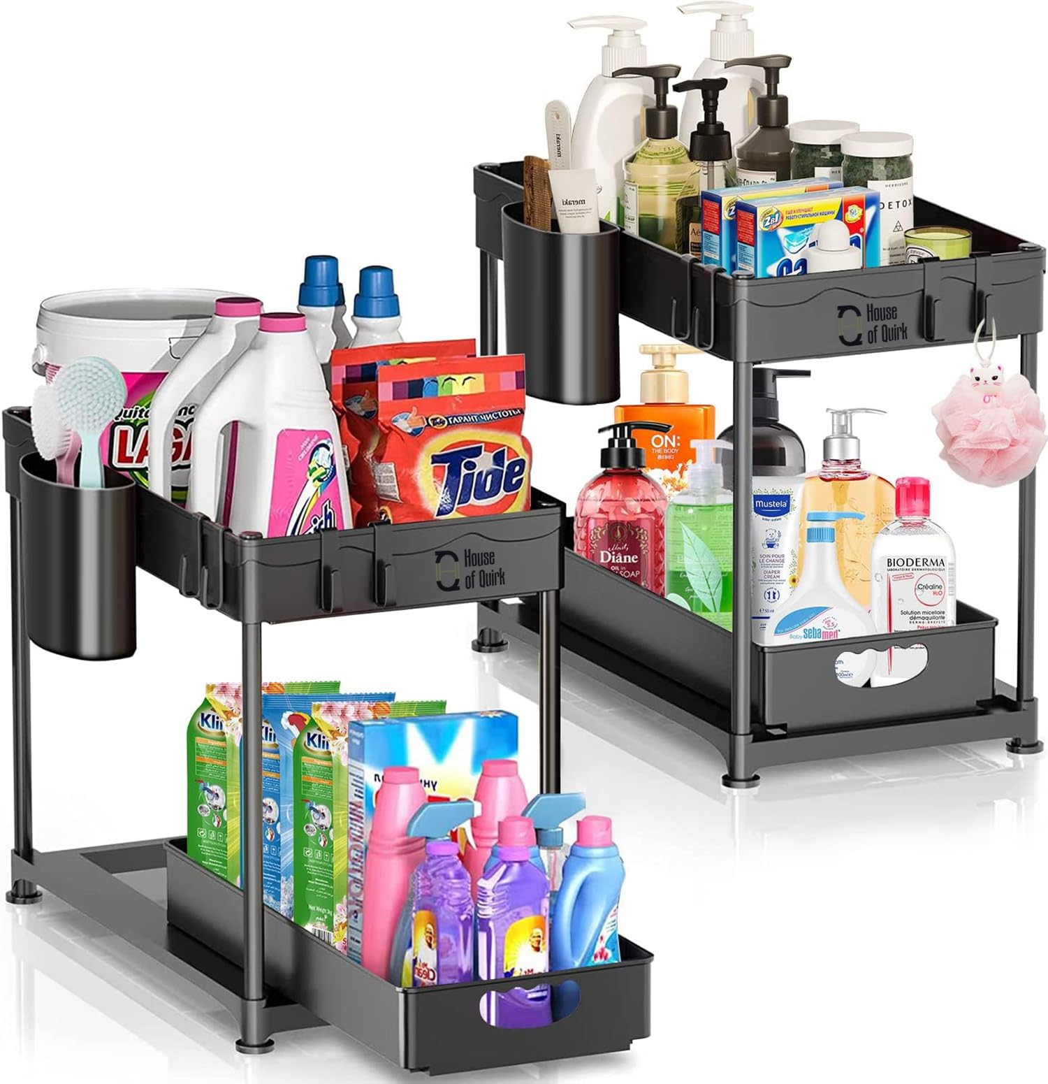 House of Quirk Plastic Under Sliding Shelf Rectangular Shape Basket Organizer,2 Tier Storage Under Cabinet Bathroom Under Sink Organizers And Storage Under Sink Storage For Bathroom Kitchen (Black) (B0BW47JRL7) Amazon Price History, Amazon Price Tracker