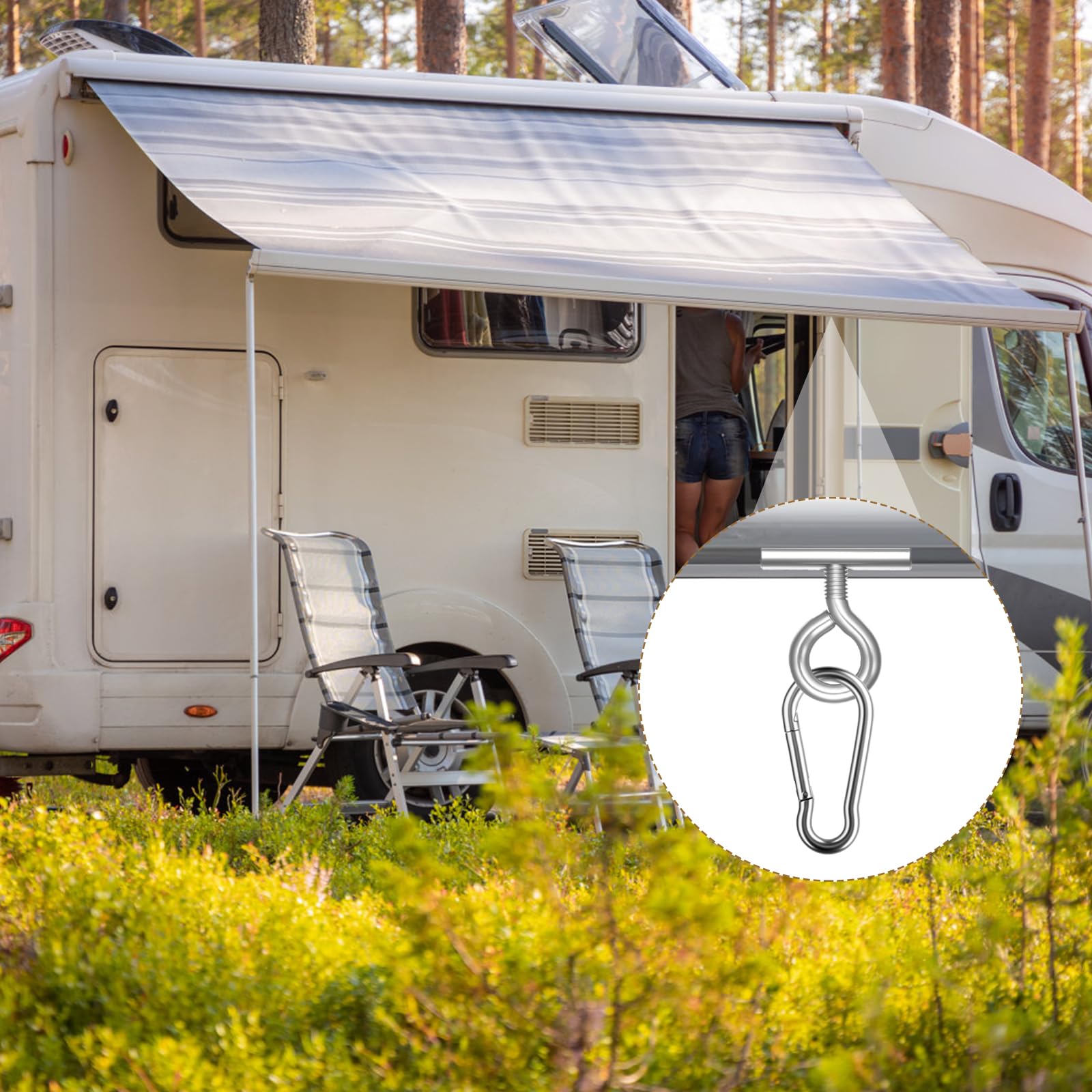 5 Paquetes Gancho Topes para Riel Toldo, Ganchos de Topes de Ribete 8-10 mm, Tope de Refuerzo Ganchos de acero inox para Rieles de Toldo RV Gancho para Campaña Casas Móviles Autocaravanas Accesorios — view 6