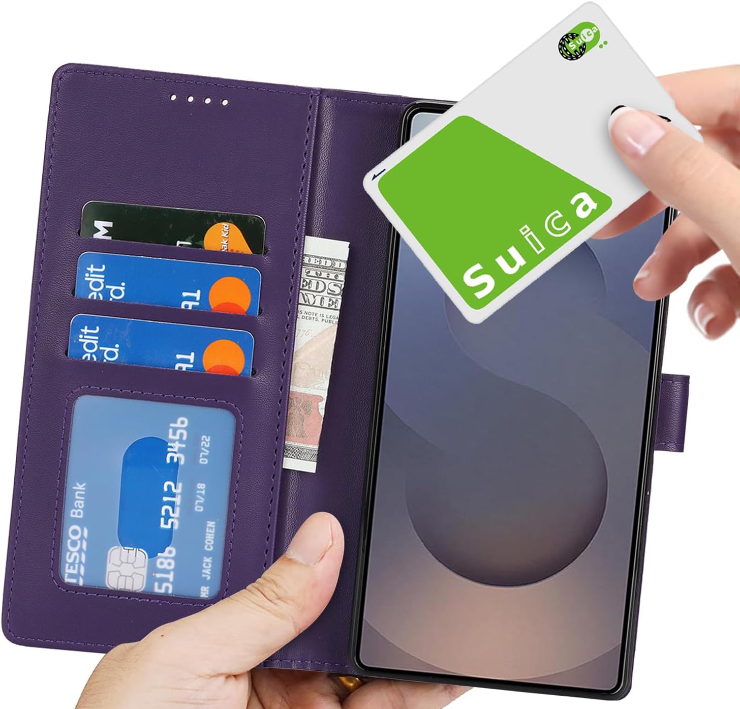 for Samsung Galaxy S25 Ultra Case Wallet with Card Holder,Galaxy S25 Ultra Wallet Case for Men Women,PU Leather Magnetic Clasp Stand Flip Phone Case Cover-Purple - Image 2