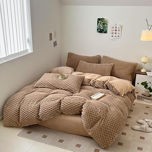 Miniatura 2 de ZIQINPSQ Juego de funda de edredón de plumón de fibra texturizada, juego de funda de edredón de 3 piezas, juego de funda de edredón largo de plumón,