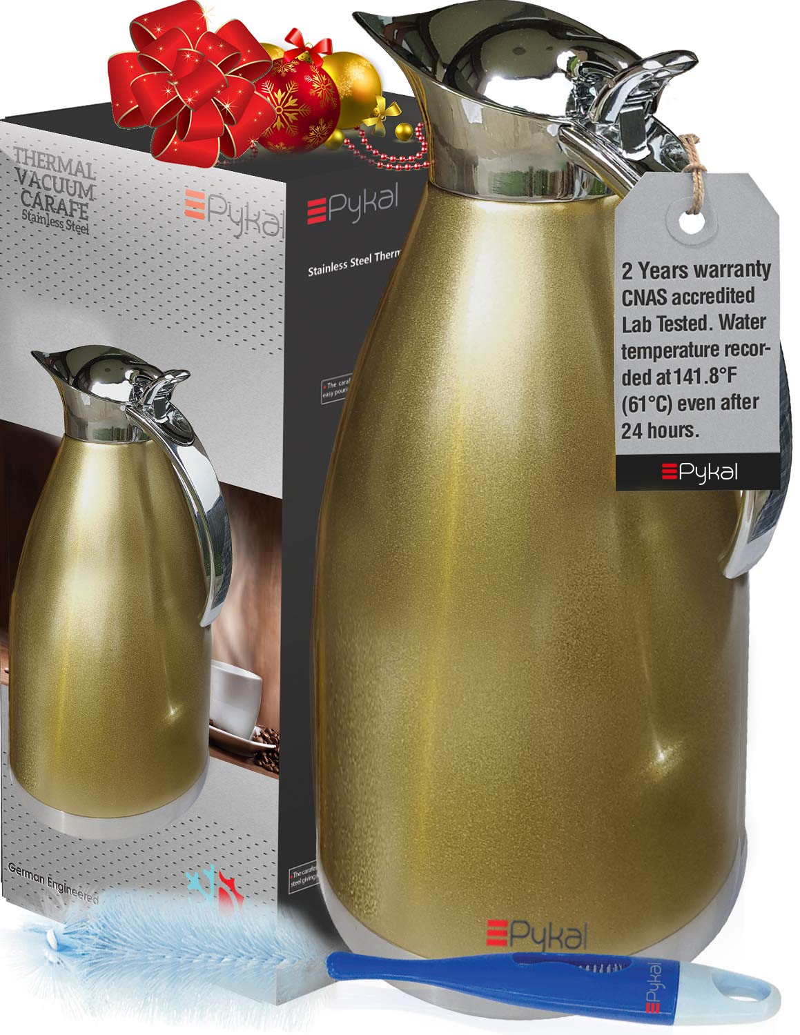 Limited Edition Gold Pykal Coffee Carafe Thermal Lab Tested 24hr