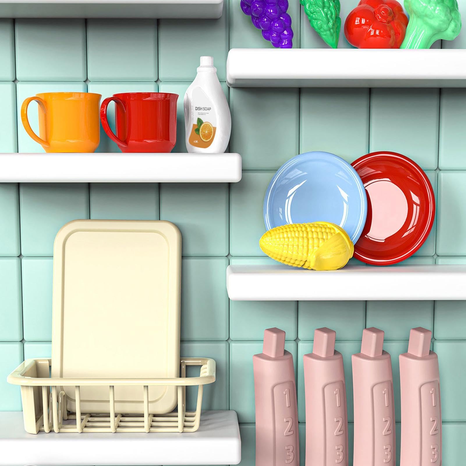 Da Gioco Con Acqua Corrente - Giocattolo Per Lavastoviglie Per Bambini | Set Di Giocattoli Per Giochi Di Ruolo Da Cucina Con Rubinetto Funzionante | And Cutting Food Fruits Vegetables A