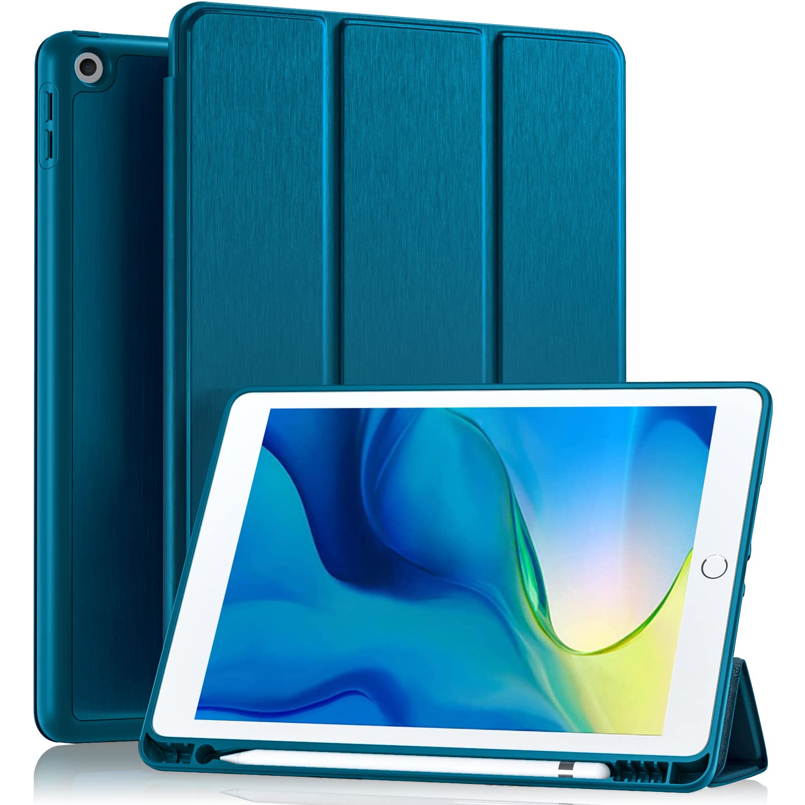 Akkerds Case Compatible with iPad 10.2 Inch 2021/2020/2019, for iPad 9th/8th/7th Generation Case with Pencil Holder, Protective with Soft TPU Back,