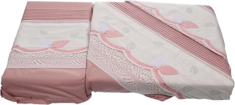 بلدي طقم 4 قطع، ملاية مقاس 240×275 + 2 خدادية مقاس 50×70 + 1 مخدة مقاس 175×45، جوبير قطن 100% معالج ضد الوبرة والانكماش، "بدي روز" - 17620