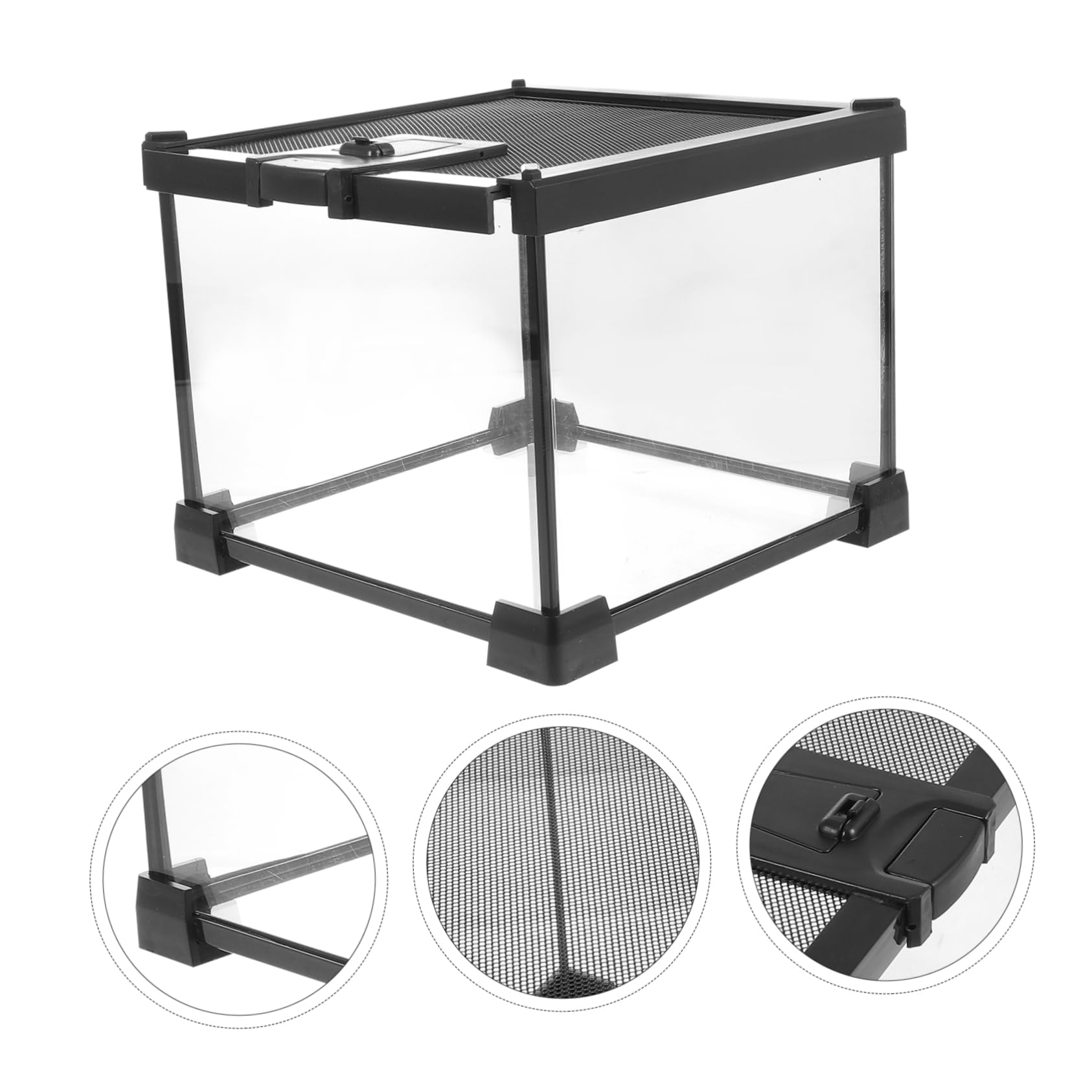 Caja de Reptiles con Ventilación Estable, Ligera, 1 Juego | Plástico, Metal y Cristal, Uso Exterior, para Serpientes y Cangrejos Ermitaños