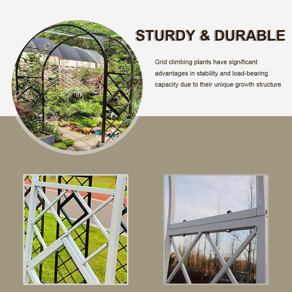 Arco da giardino in metallo resistente per piante rampicanti, pergolato in ferro nero antiruggine, arco decorativo per esterni, dimensioni regolabili da 1,4 m a 3,7 m, per giardino paesaggistico