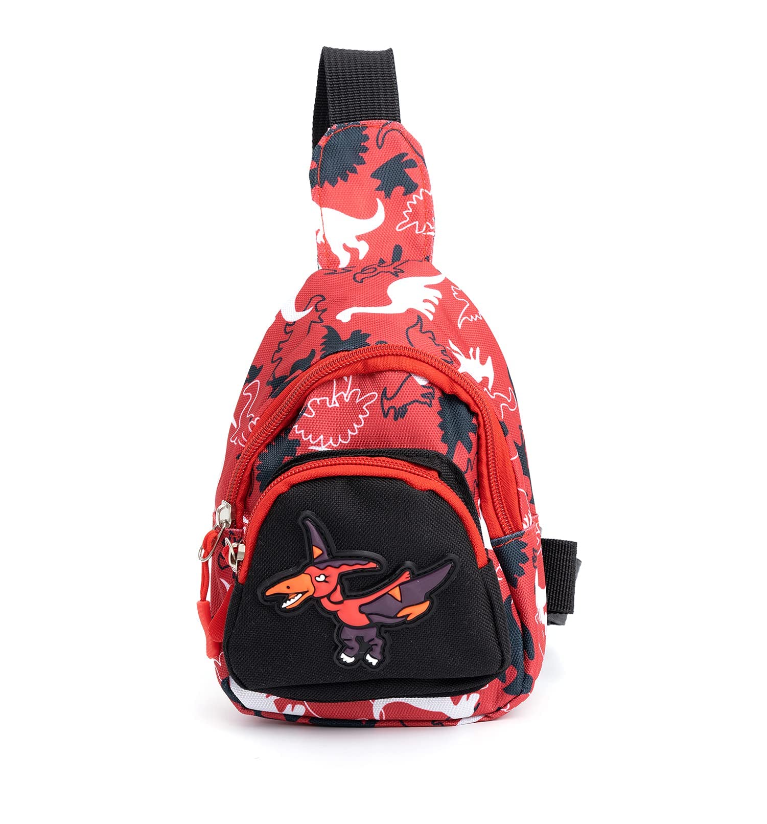 Cute Children Sling Bag Small Cartoon Dinosaur Crossbody Shoulder Bag Coin Purse Waist Backpack Nylon for kid 1-5-Red