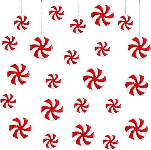 Miniatura 5 de 30 adornos colgantes de bastón de caramelo para árbol de Navidad, adornos colgantes de menta para Navidad, manualidades, fiestas, suministros