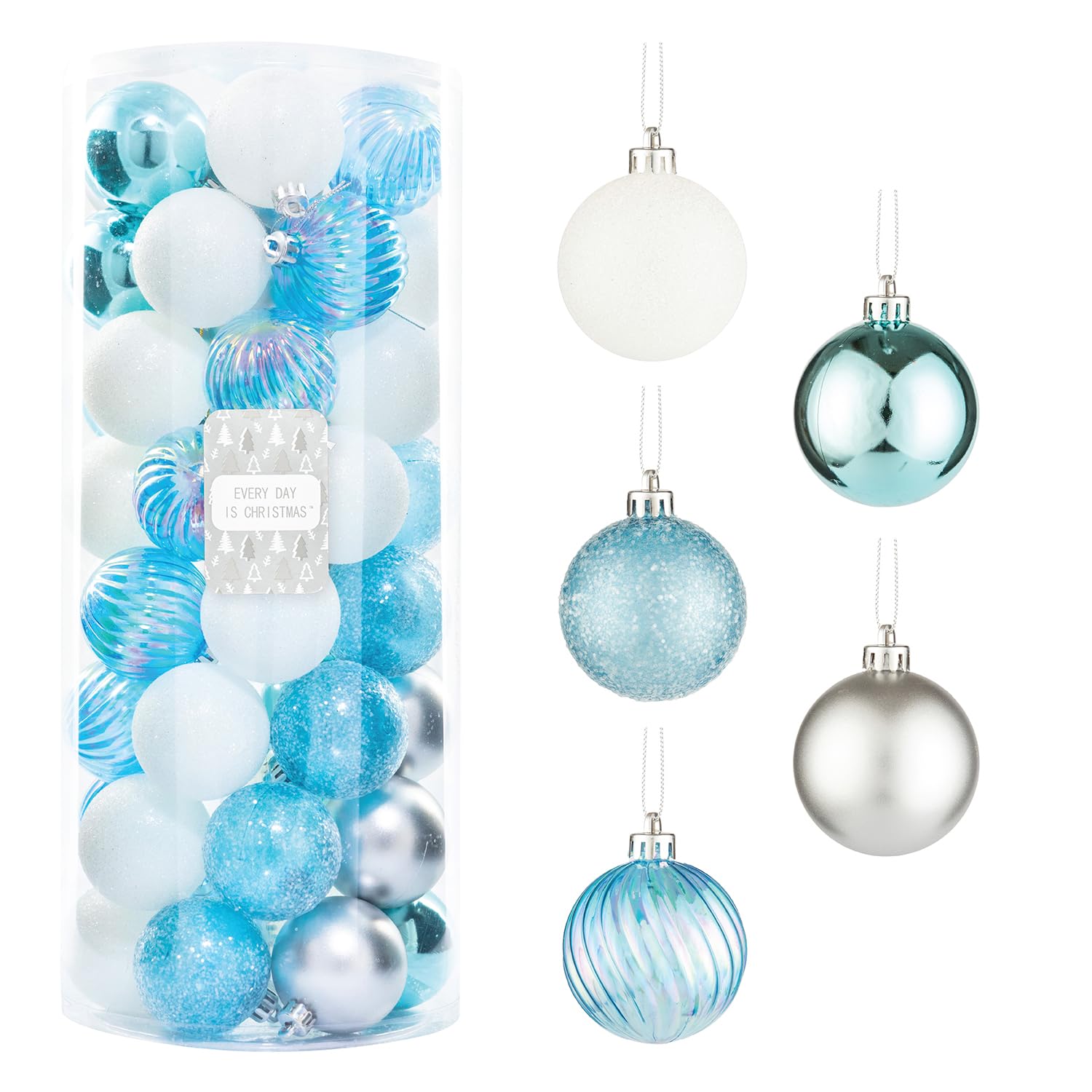 Adornos Navidad Every Day Is Christmas - 50 Bolas De 57 Mm, Colores Neón, Irrompibles, Ideales Para árbol Y Decoración